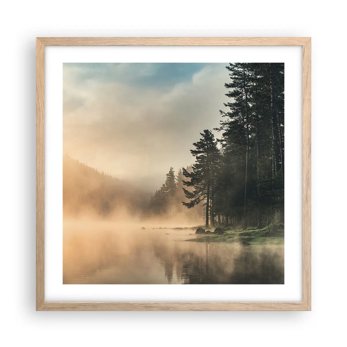 Affiche dans un chêne clair - Poster - Naissance du jour - 50x50 cm