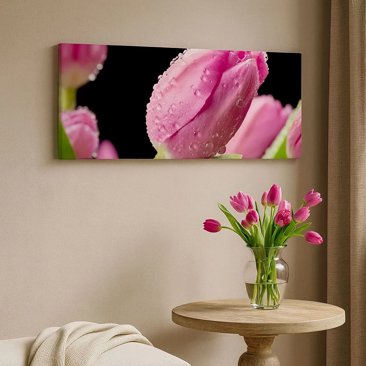 Impression sur toile - Image sur toile - Rêve de lilas dans la rosée - 100x40 cm