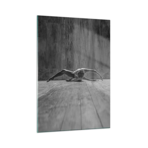 Impression sur verre - Image sur verre - Danseuse en pose sur le sol - 50x70cm - Symétrie trouvée - Décoration murale moderne pour le salon et la chambre ARTTOR