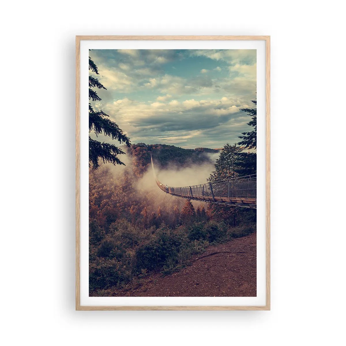 Affiche dans un chêne clair - Poster - Au-dessus de la forêt d'automne - 70x100 cm