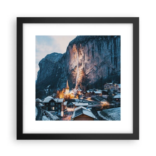 Affiche dans un cadre noir - Poster - Esprit brillant de l'hiver - 30x30 cm