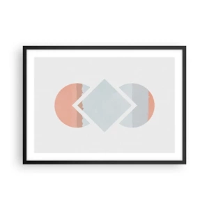 Affiche dans un cadre noir - Poster - Une peinture minimaliste aux formes géométriques - 70x50cm - La situation est clair - Décoration murale moderne pour le salon et la chambre ARTTOR