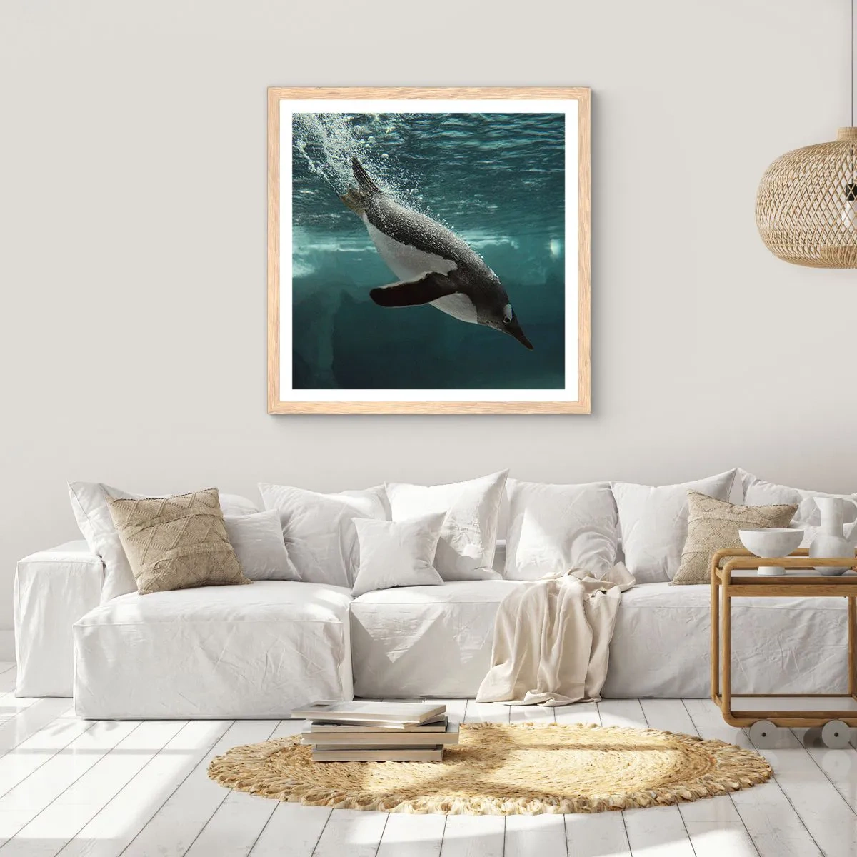 Affiche dans un chêne clair - Poster - Bienvenue dans mon monde - 60x60 cm