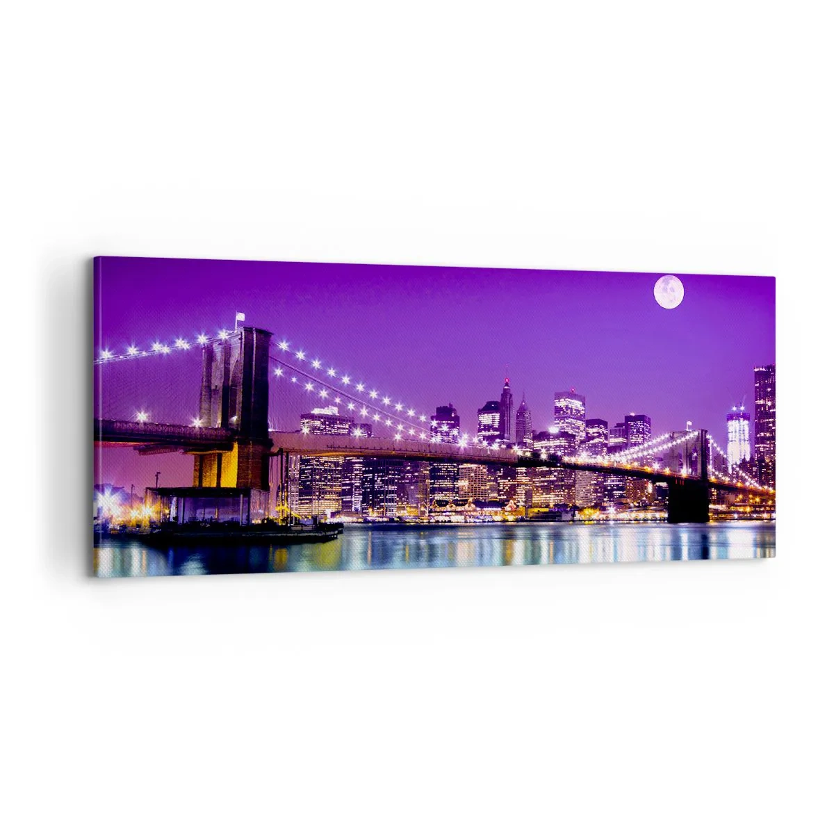 Impression sur toile - Image sur toile - Lumières de grande ville en violet - 100x40 cm