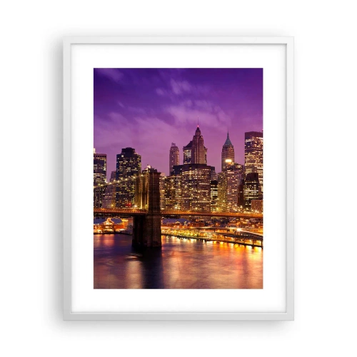 Affiche dans un cadre blanc - Poster - Manhathann or violet - 40x50 cm
