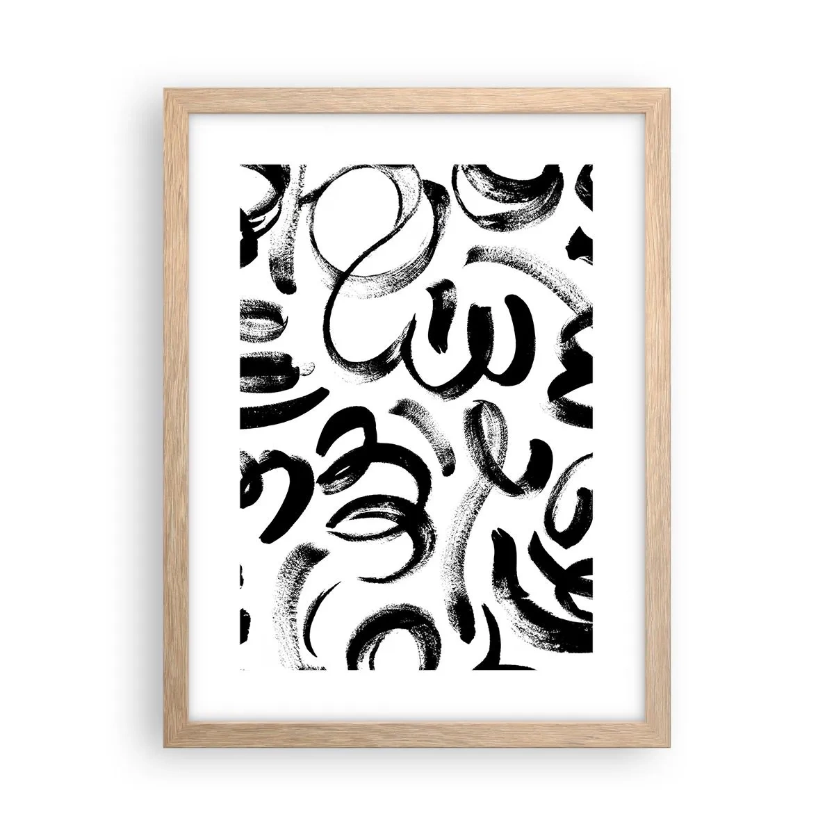 Affiche dans un chêne clair - Poster - Noir sur blanc - 30x40 cm