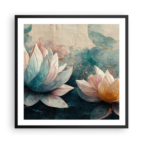 Affiche dans un cadre noir - Poster - Les étoiles du lac - 60x60 cm