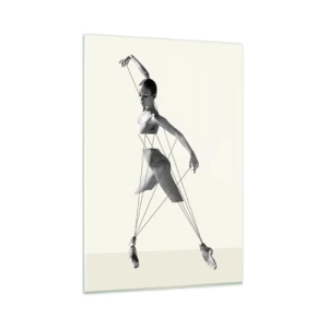 Impression sur verre - Image sur verre - Ballerine dans une interprétation géométrique avec des lignes - 80x120cm - Dans le théatre de la vie - Décoration murale moderne pour le salon et la chambre ARTTOR