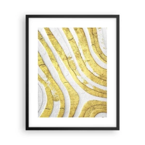 Affiche dans un cadre noir - Poster - Composition en blanc et or - 40x50 cm