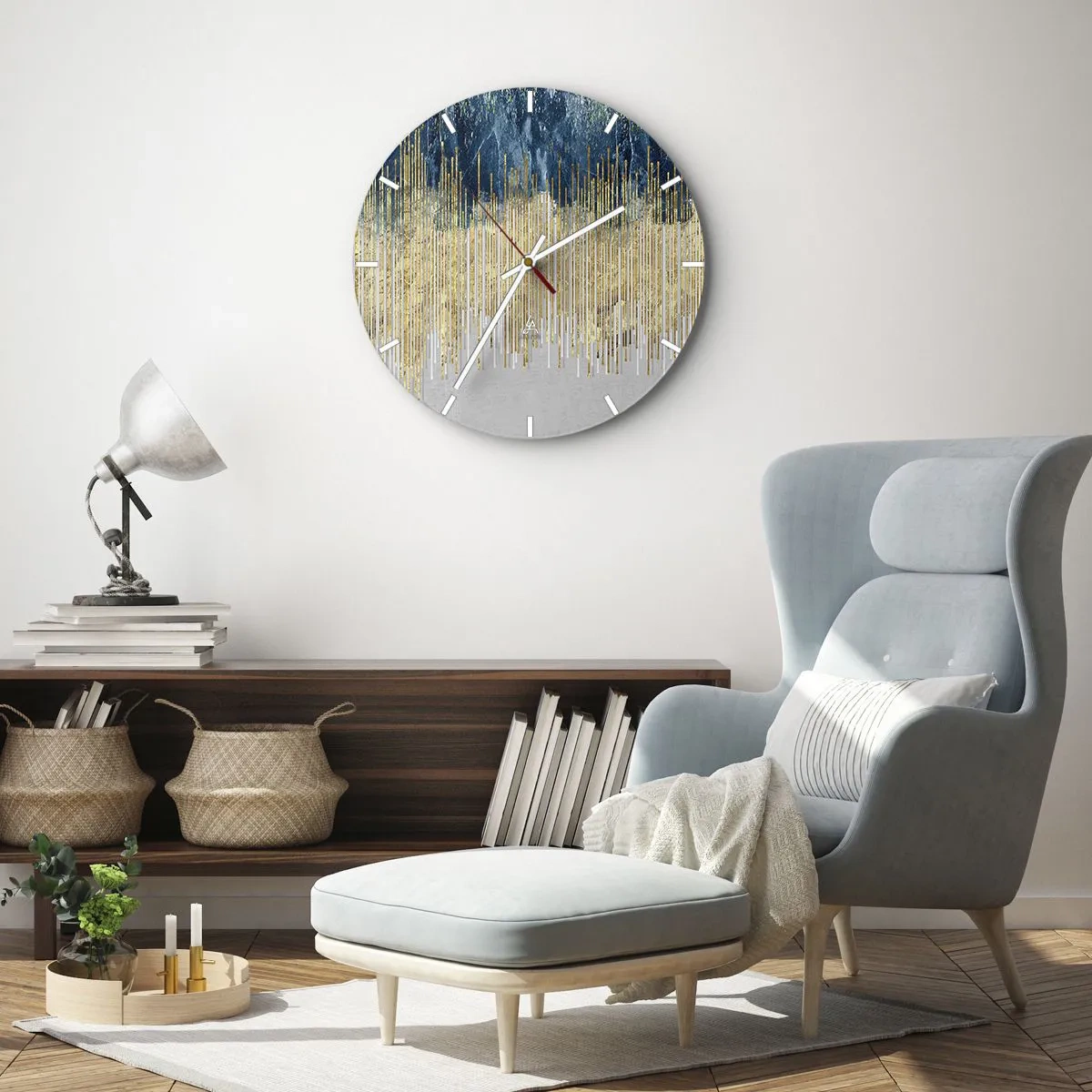 Horloge murale - Pendule murale - Bordure dorée - 40x40 cm