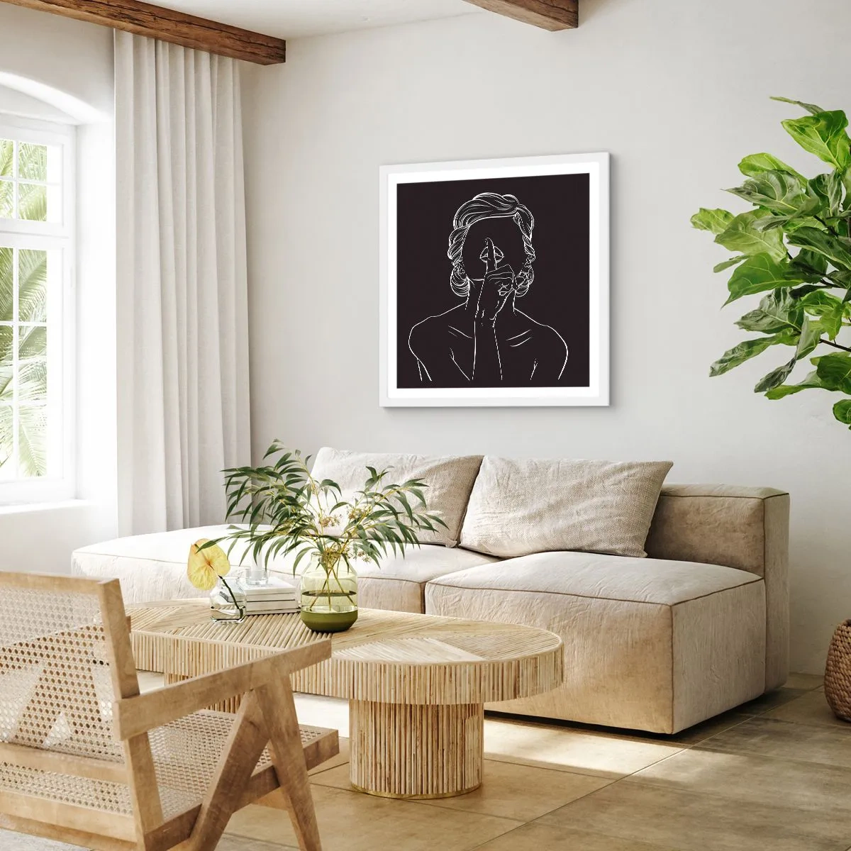 Affiche dans un cadre blanc - Poster - La beauté s'épanouit en silence - 50x50 cm