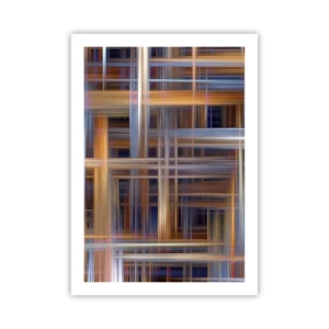 Affiche - Poster - Lignes géométriques aux couleurs chaudes et froides - 50x70cm - Tissé de lumière - Décoration murale moderne pour le salon et la chambre ARTTOR