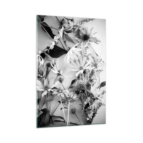 Impression sur verre - Image sur verre - Compositions florales en noir et blanc dans un style artistique subtil - 80x120cm - Non-un bouquet de fleurs - Décoration murale moderne pour le salon et la chambre ARTTOR