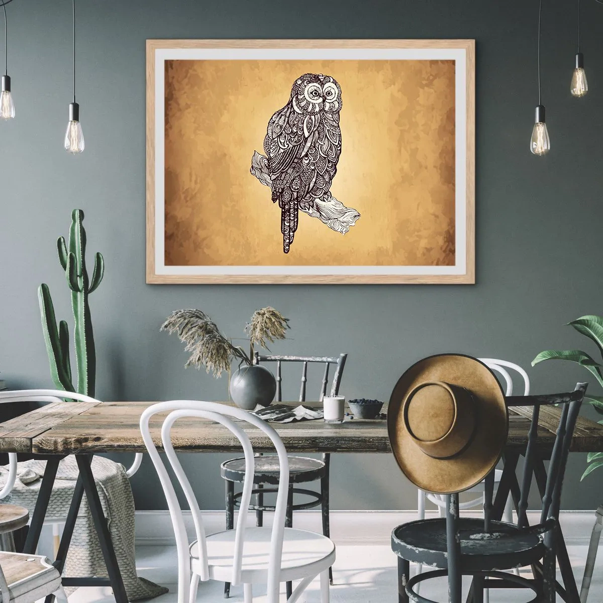 Affiche dans un chêne clair - Poster - Ornements complexes de sagesse - 70x50 cm