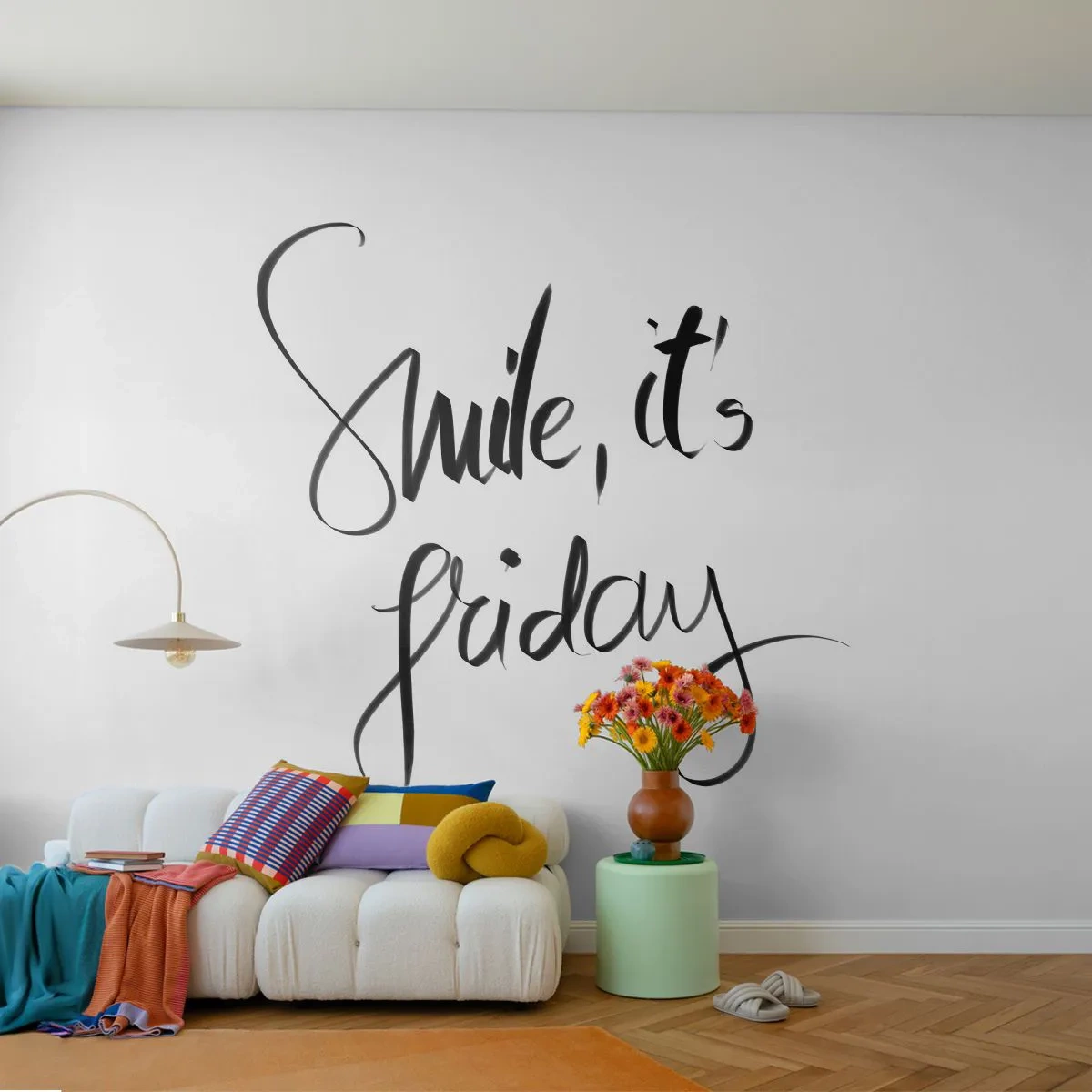 Papier Peint Photo Premium Sand - Joie réelle - Typographie, Affirmation, Maxime - 100x70 cm