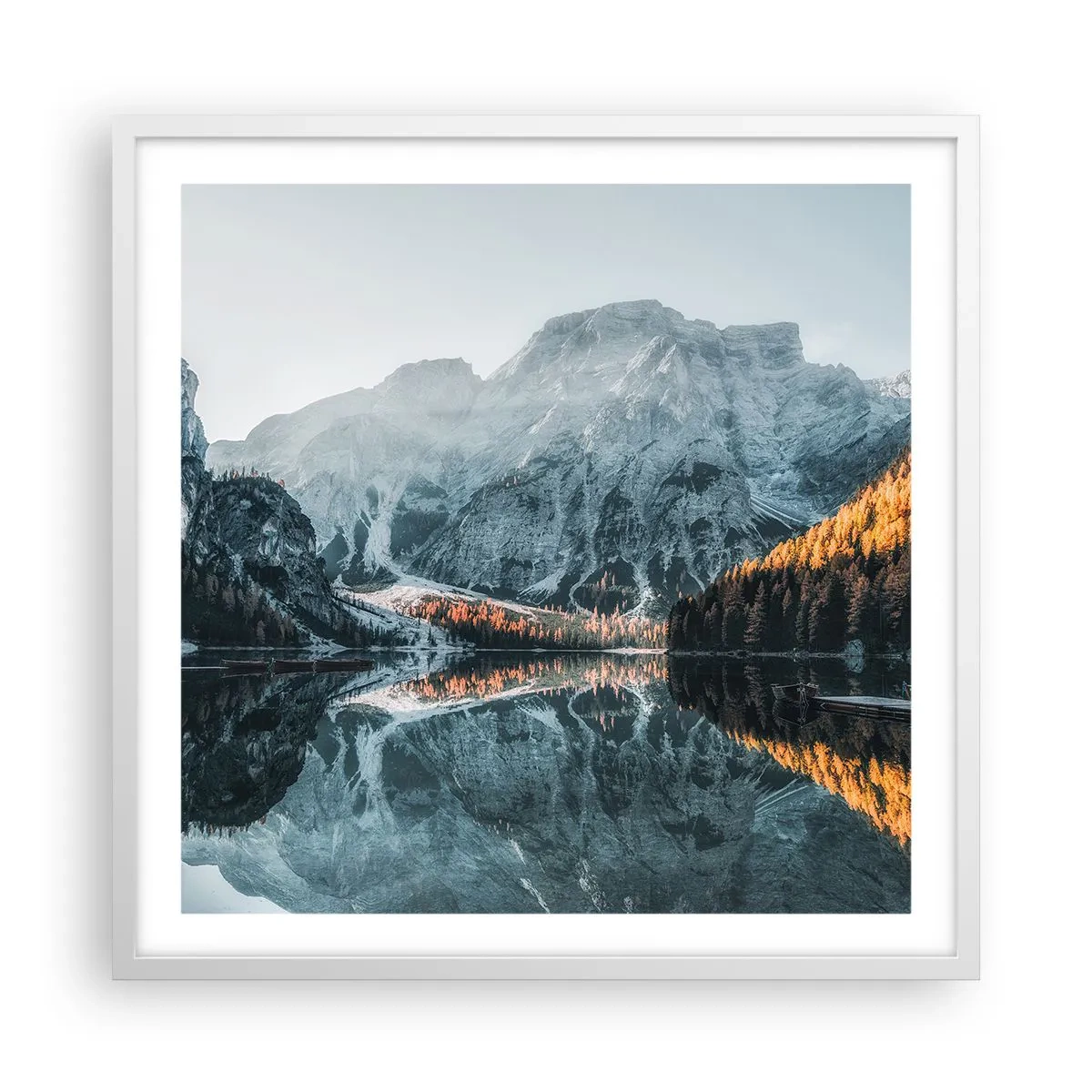 Affiche dans un cadre blanc - Poster - Reflet de paysage - 60x60 cm
