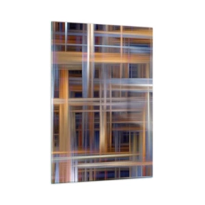 Impression sur verre - Image sur verre - Motif géométrique de lignes et de couleurs dans un style abstrait - 50x70cm - Tissé de lumière - Décoration murale moderne pour le salon et la chambre ARTTOR