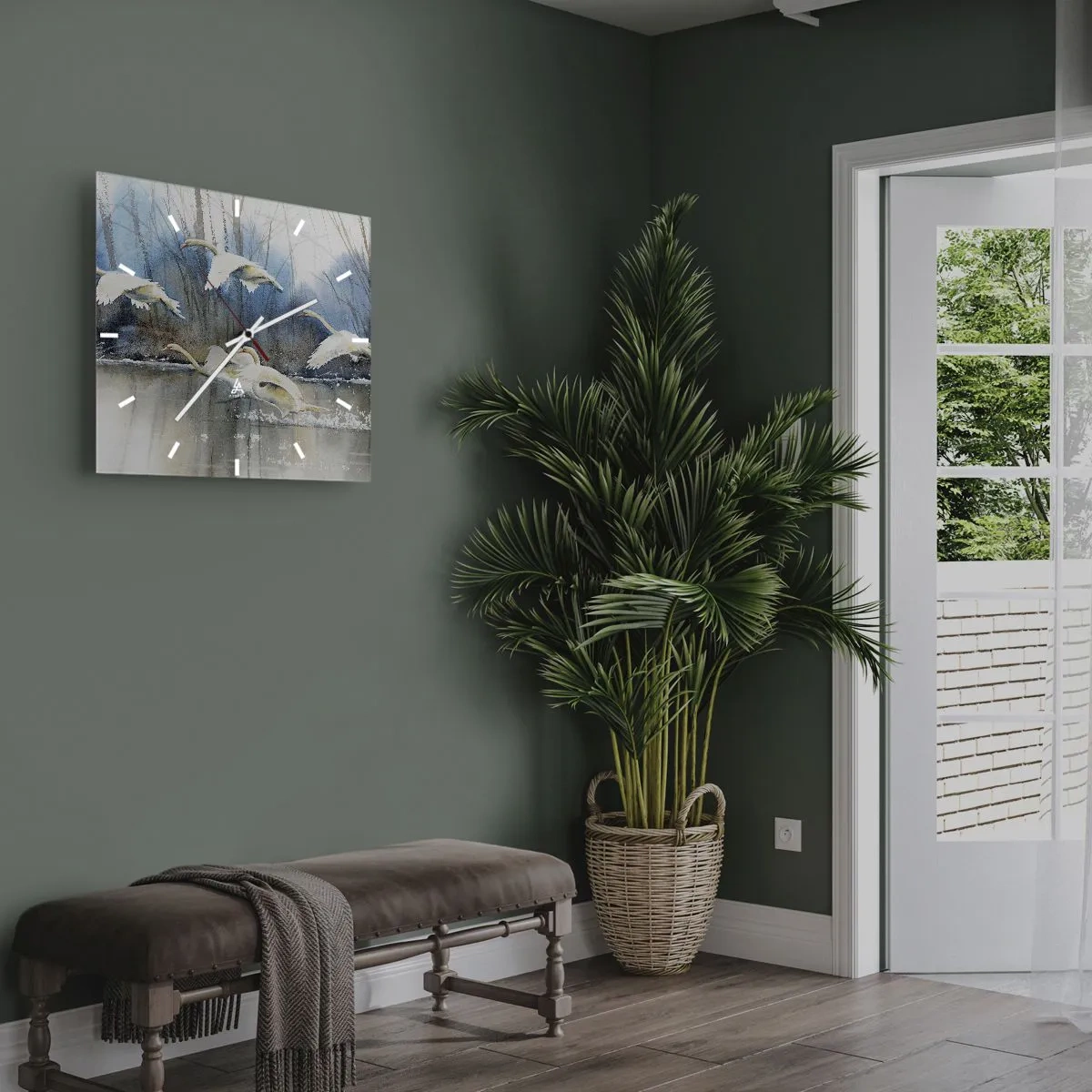 Horloge murale - Pendule murale - Cygnes en vol au-dessus d'un lac gelé dans un paysage hivernal - 30x30cm - Comme dans un conte de fées sur les cygnes sauvages - Décoration murale moderne pour le salon et la chambre ARTTOR