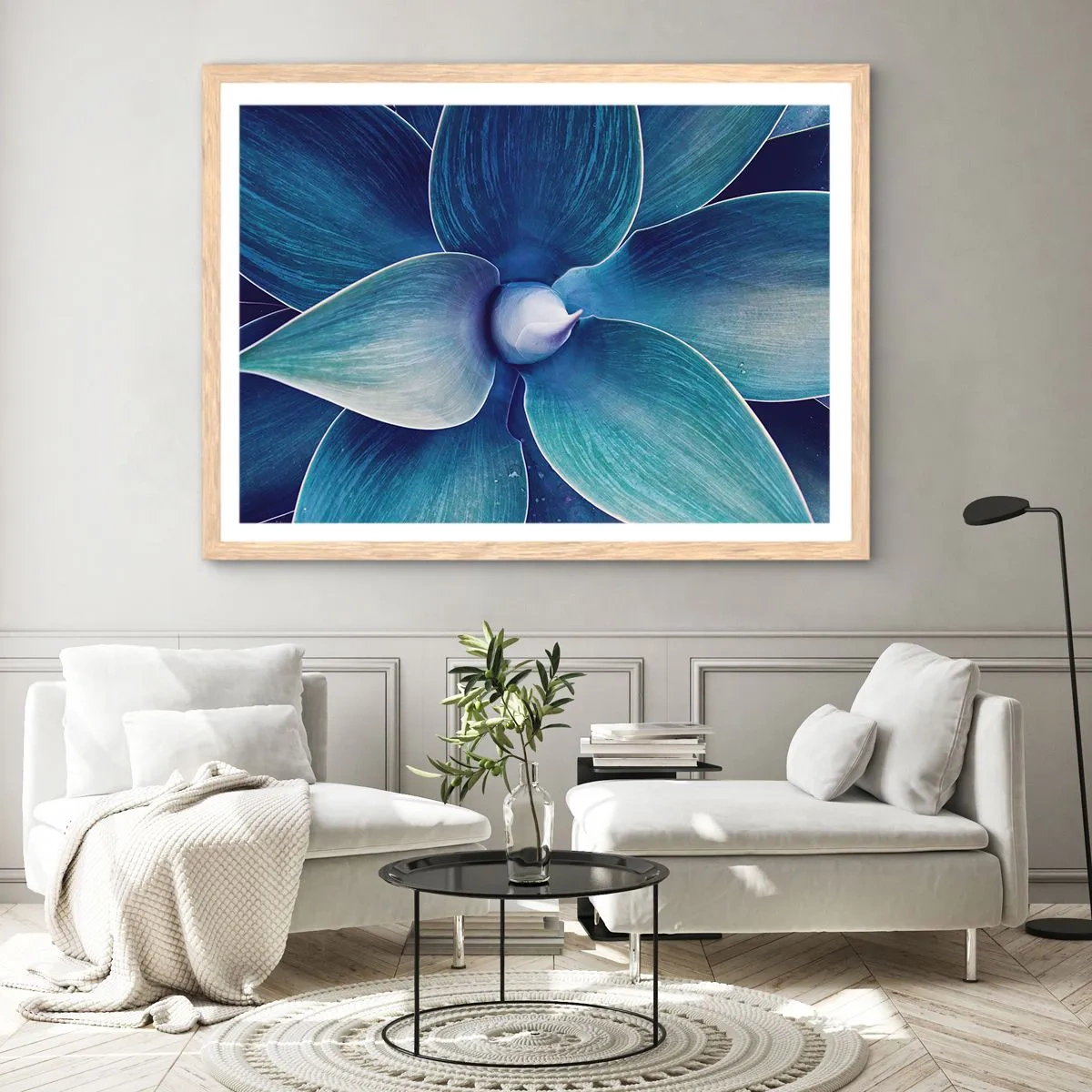 Affiche dans un chêne clair - Poster - Le bleu du ciel - 40x30 cm