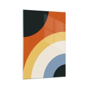Impression sur verre - Image sur verre - Œuvre d'art abstraite avec des arcs colorés et des cercles contrastés - 70x100cm - Vers son soi - Décoration murale moderne pour le salon et la chambre ARTTOR