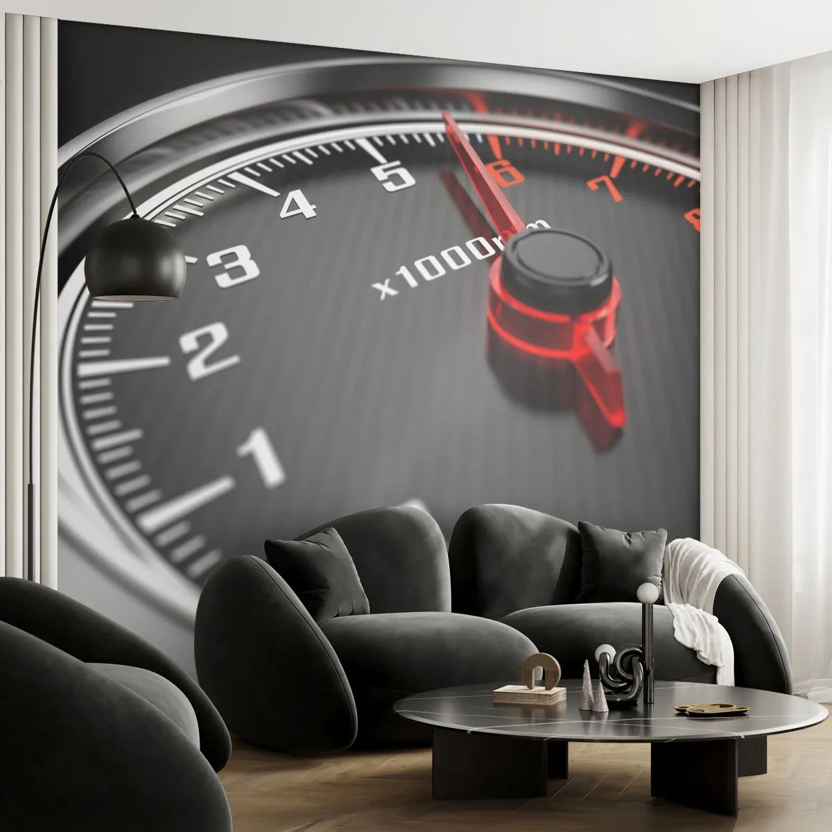 Papier Peint Autocollant Deluxe Sticker - Faites le plein - Automobile, Compteur de vitesse, 3D - 250x175 cm