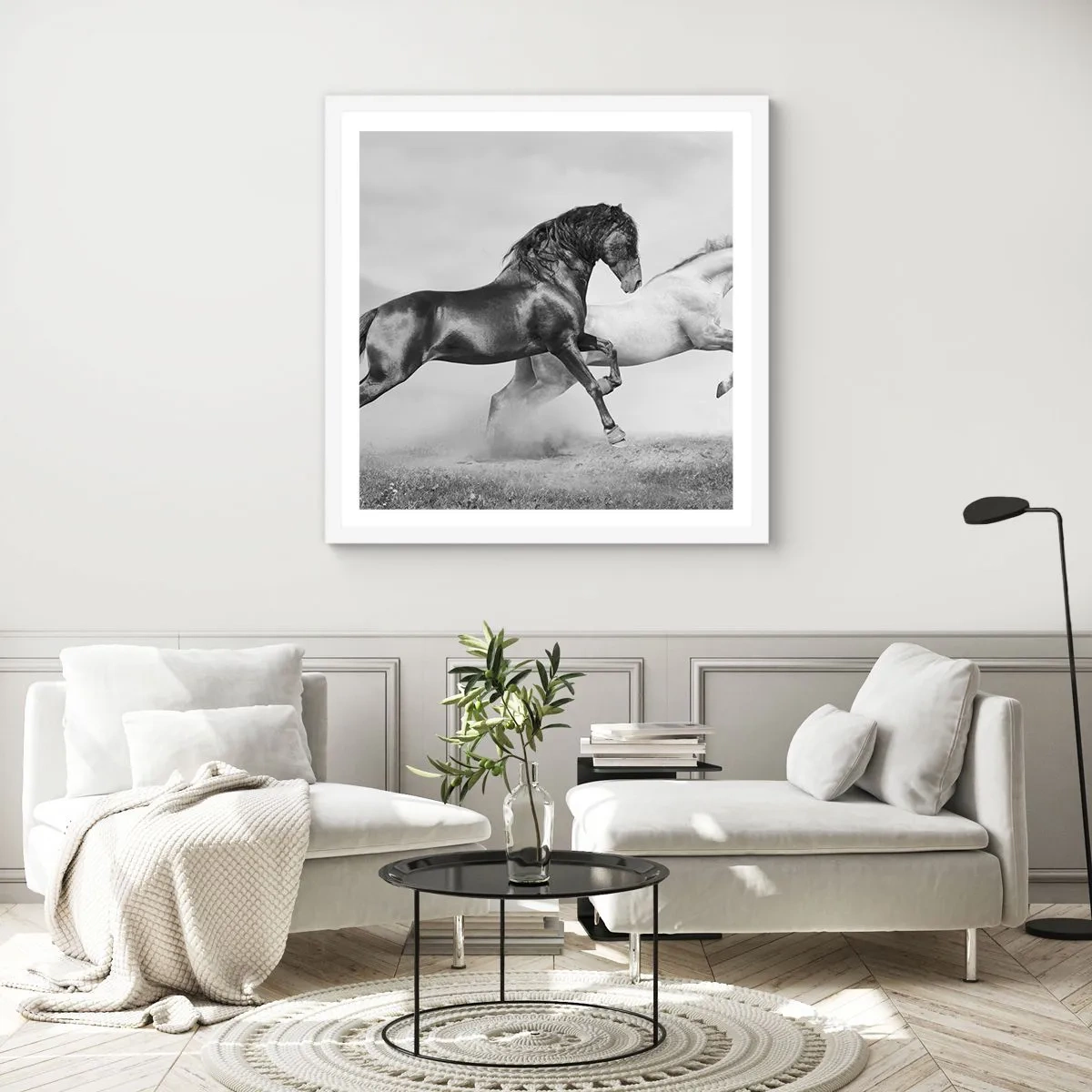 Affiche dans un cadre blanc - Poster - Anges et démons - 30x30 cm