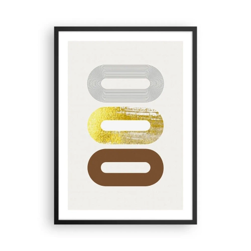 Affiche dans un cadre noir - Poster - Formes géométriques dans les tons d'or, de marron et de gris - 50x70cm - Ooo! - Décoration murale moderne pour le salon et la chambre ARTTOR