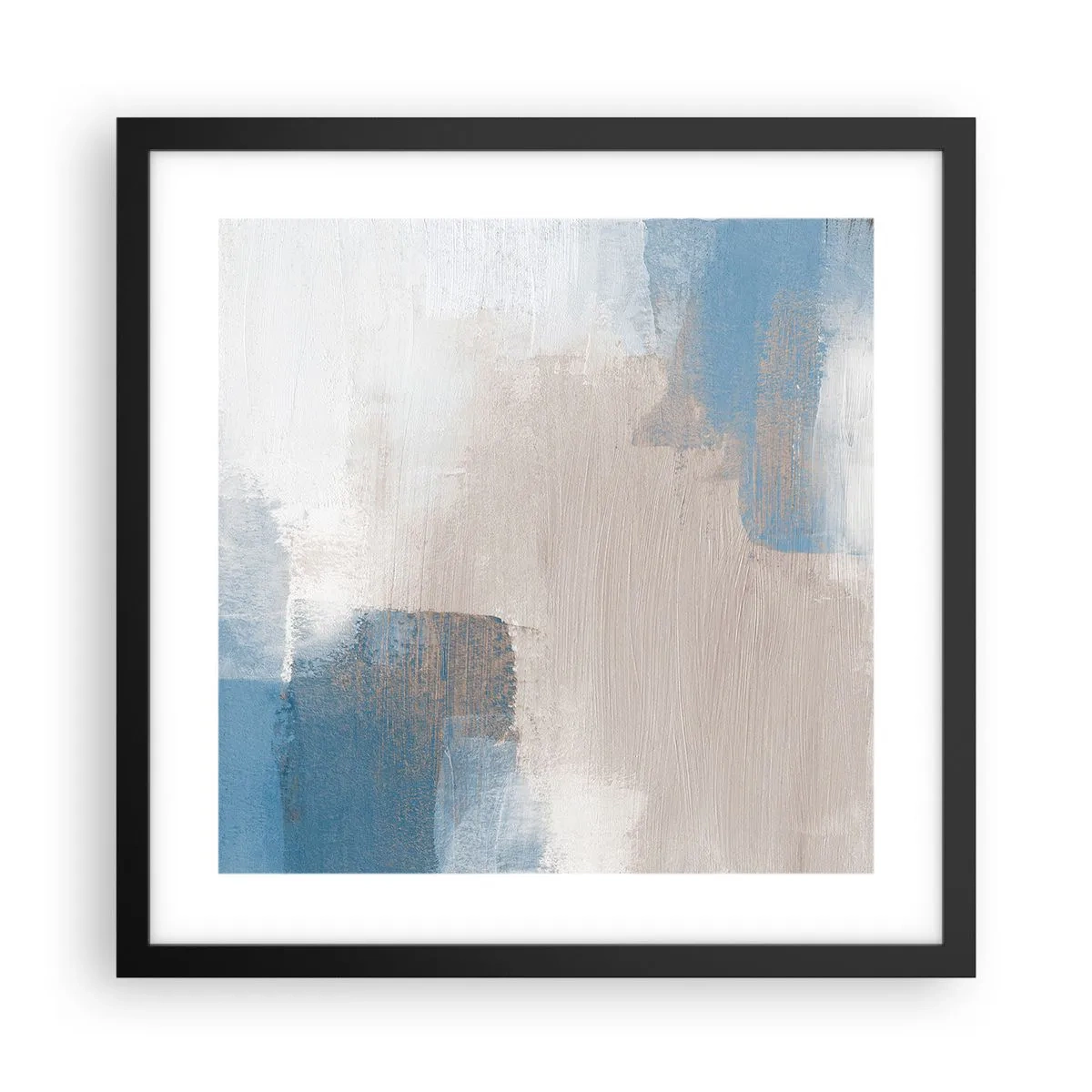 Affiche dans un cadre noir - Poster - Abstraction rose derrière un rideau de bleu - 40x40 cm