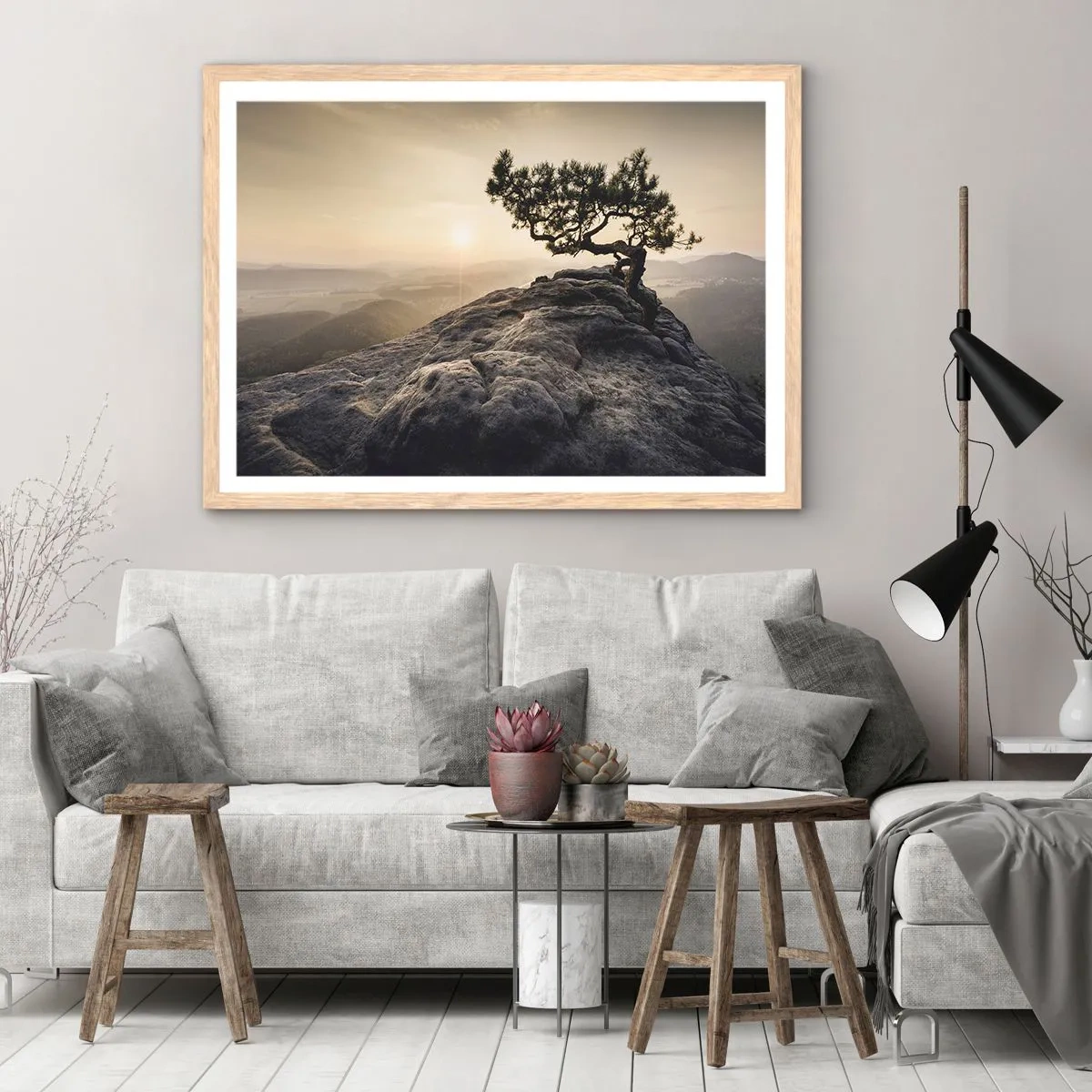 Affiche dans un chêne clair - Poster - La vie gagne toujours - 100x70 cm