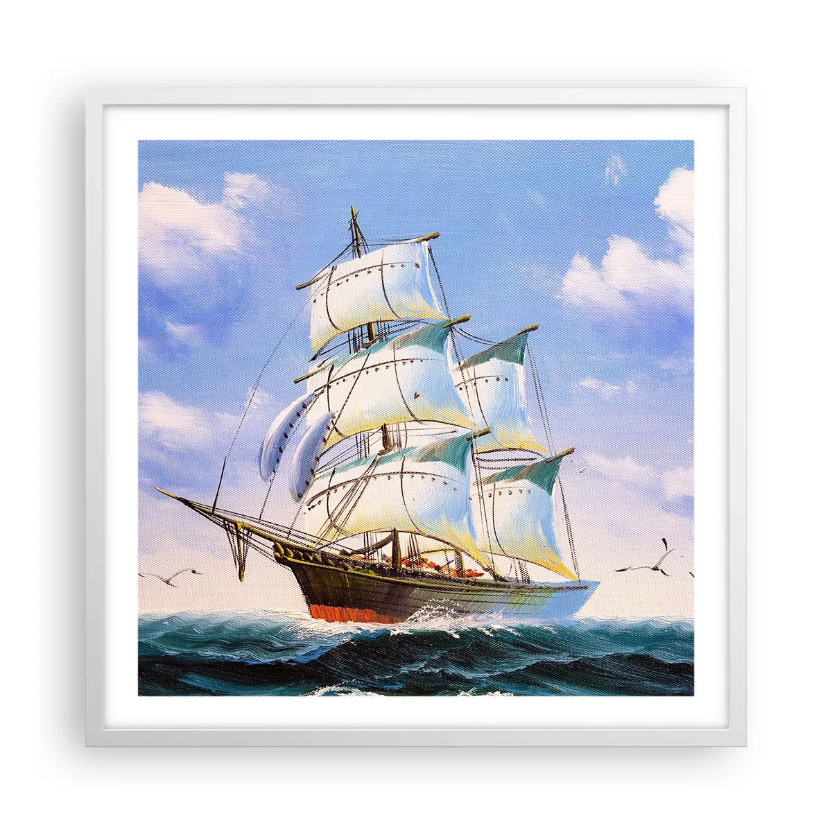 Affiche dans un cadre blanc - Poster - Fièrement avec le vent - 60x60 cm