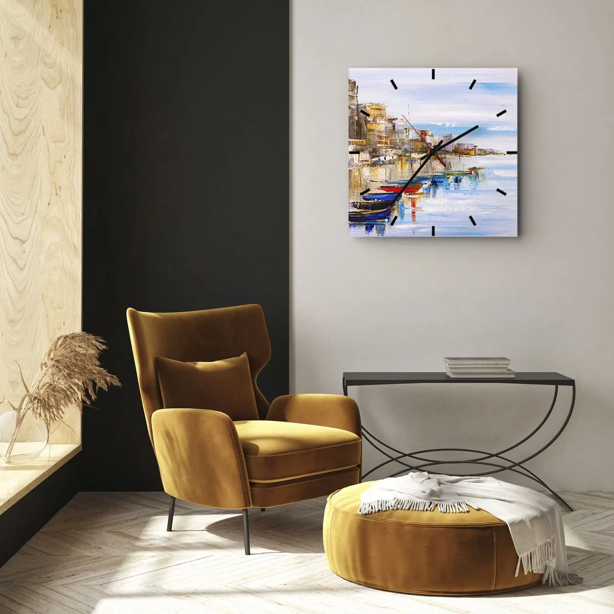 Horloge murale - Pendule murale - Un havre urbain multicolore - 40x40 cm