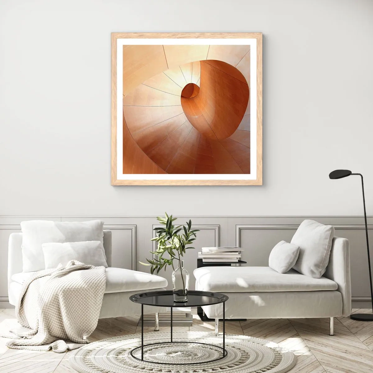 Affiche dans un chêne clair - Poster - Serpentin architectural - 40x40 cm