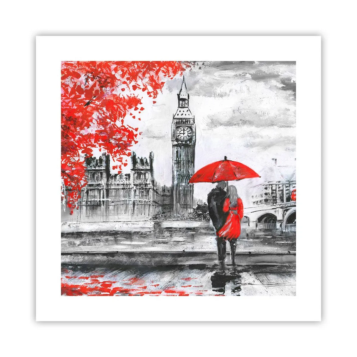 Affiche - Poster - Amoureux de Londres - 40x40 cm