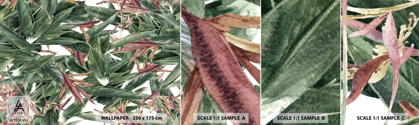 Échantillon de Papier Peint Autocollant Deluxe Sticker - Arbuste émeraude-lilas - Fleurs, Hawaii, Feuilles - 100x30 cm