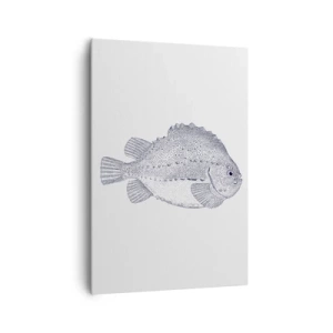 Impression sur toile - Image sur toile - Dessin noir et blanc d'un poisson sur fond blanc dans un style minimaliste - 70x100cm - Pour l'album du naturaliste - Décoration murale moderne pour le salon et la chambre ARTTOR