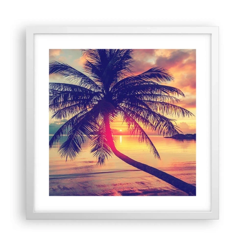 Affiche dans un cadre blanc - Poster - Soirée sous les palmiers - 40x40 cm