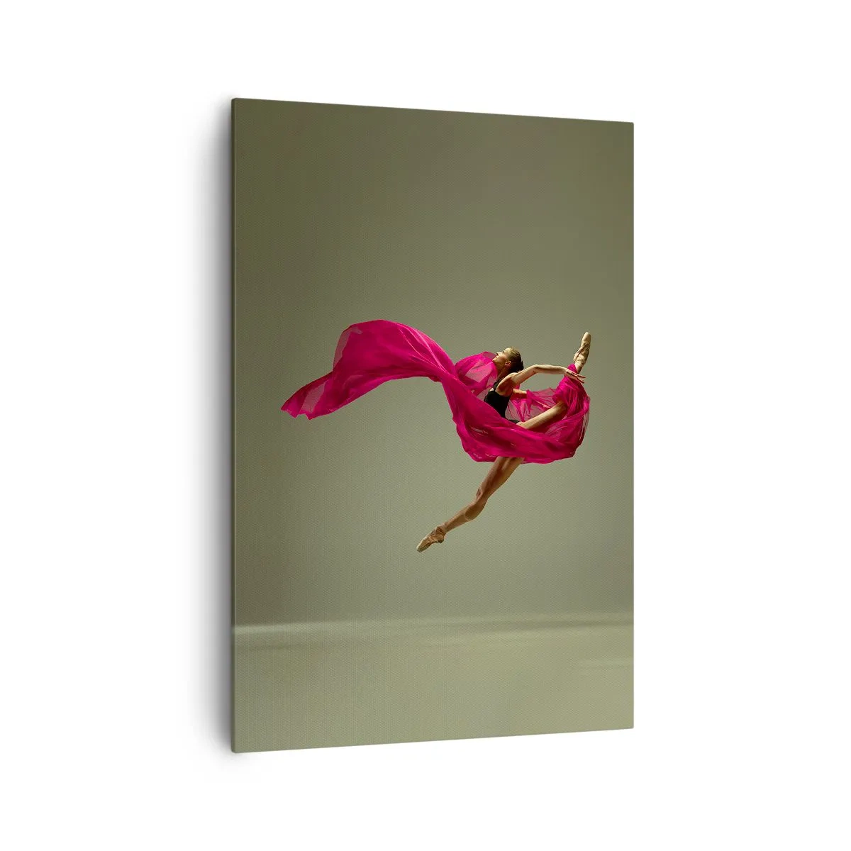Impression sur toile - Image sur toile - Danseuse de ballet dans une pose dynamique avec du tissu rose - 70x100cm - Flamme dansante - Décoration murale moderne pour le salon et la chambre ARTTOR