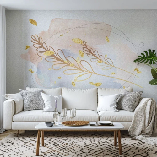 Papier Peint Photo Standard Eco - Explosion d'or - Brillant, Minimaliste, Moderne - 250x175 cm