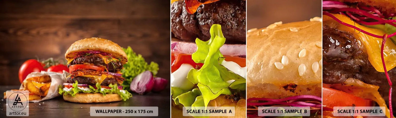 Échantillon De Papier Peint Standard Eco - Le fruit défendu - La gastronomie, Hamburger, Burger - 100x30 cm