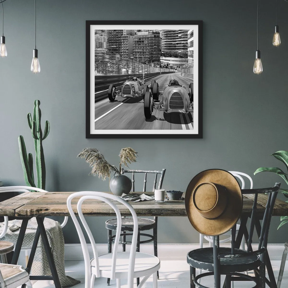 Affiche dans un cadre noir - Poster - Il y a longtemps à Monté Carlo - 60x60 cm