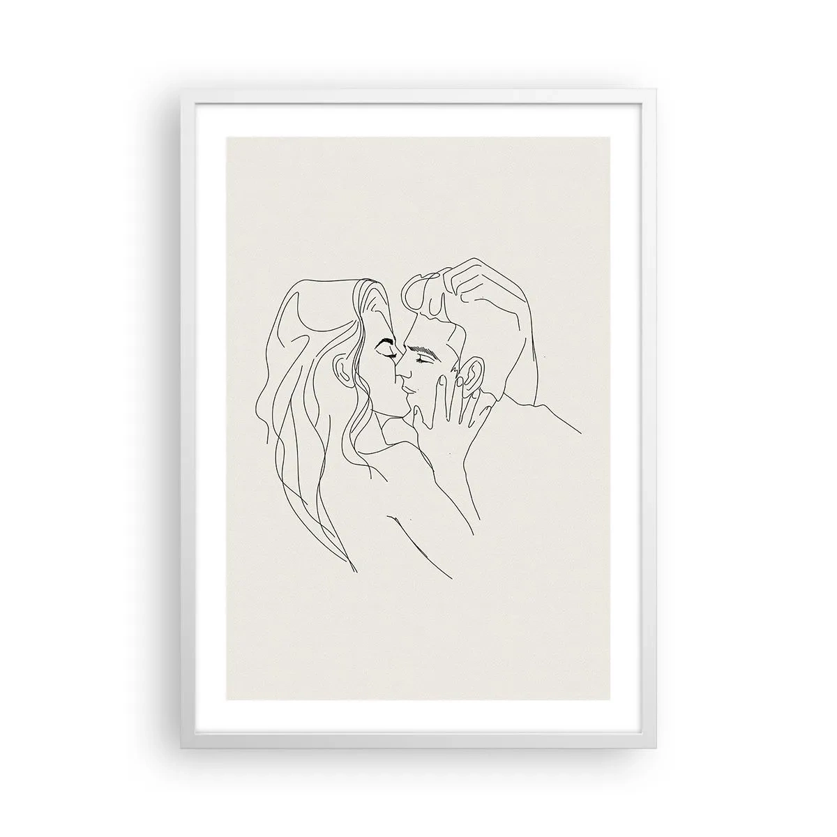 Affiche dans un cadre blanc - Poster - Enlacé de sentiment - 50x70 cm