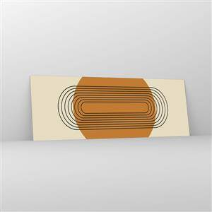 Impression sur verre - Image sur verre - Motif géométrique avec des cercles et des lignes orange - 140x50cm - Plan idéal - Décoration murale moderne pour le salon et la chambre ARTTOR