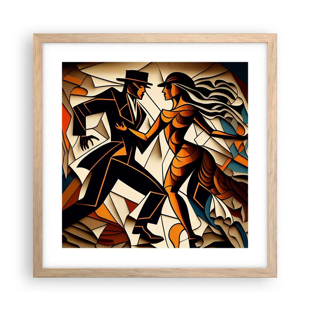 Affiche dans un chêne clair - Poster - Danse de passion et de volupté - 40x40 cm