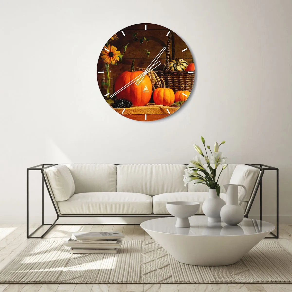 Horloge murale - Pendule murale - Une composition rustique - cadeaux d'automne - 40x40 cm