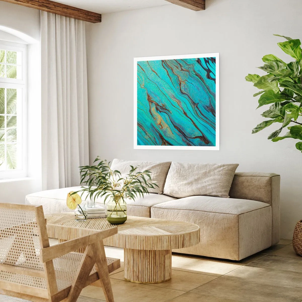 Affiche - Poster - Marée turquoise - 40x40 cm