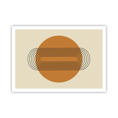 Affiche - Poster - Motif géométrique avec des cercles et des lignes orange - 100x70cm - Plan idéal - Décoration murale moderne pour le salon et la chambre ARTTOR