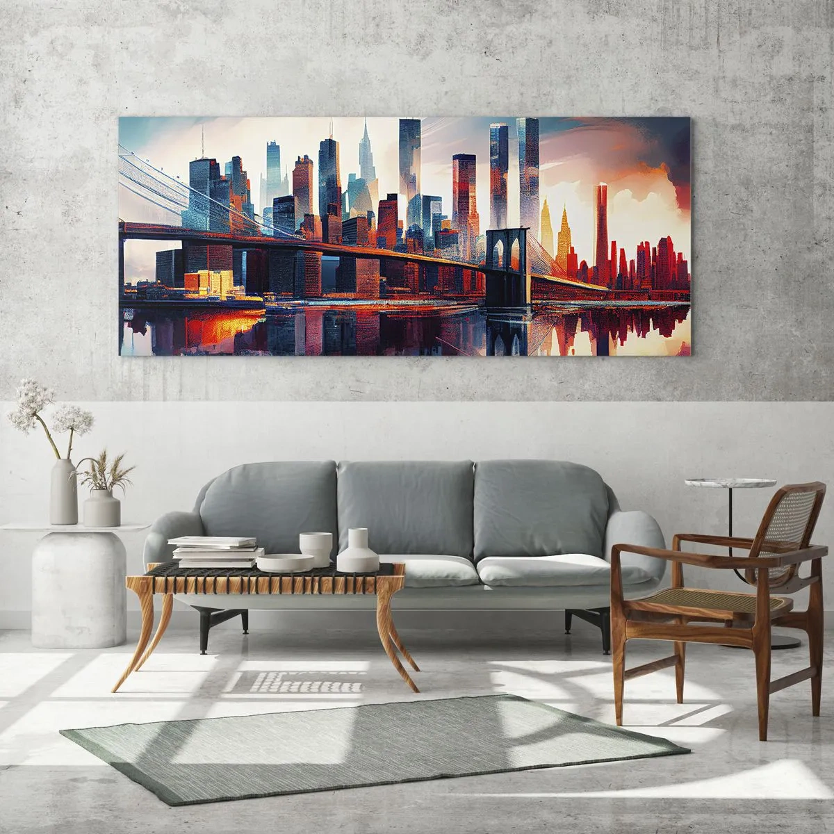 Impression sur verre - Image sur verre - New York onirique - 90x30 cm