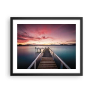 Affiche dans un cadre noir - Poster - La douce flamme du soir - 50x40 cm