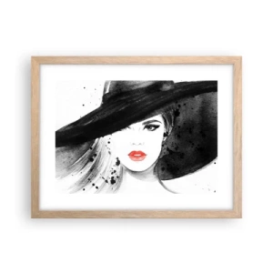 Affiche dans un chêne clair - Poster - Dame en noir - 40x30 cm