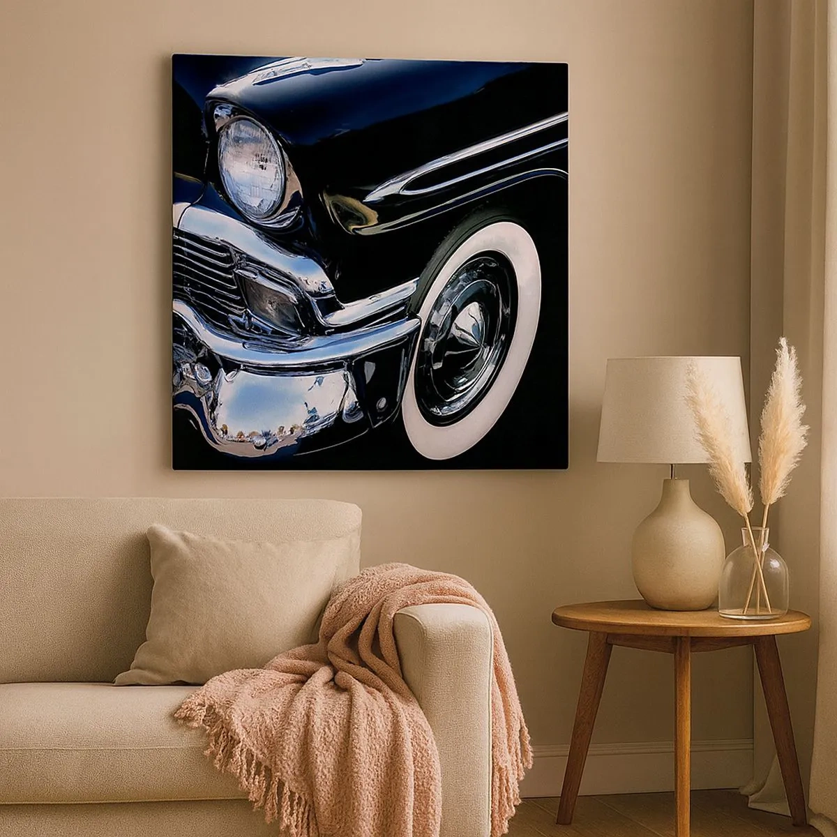 Impression sur toile - Image sur toile - Classique en argent, noir et blanc - 30x30 cm